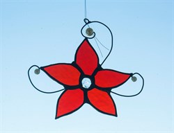 Markakanvas Kırmızı Yıldız Çiçeği Cam Vitray 16x16cm