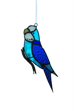 Markakanvas Mavi Papağan Kuş Cam Vitray 22x8cm